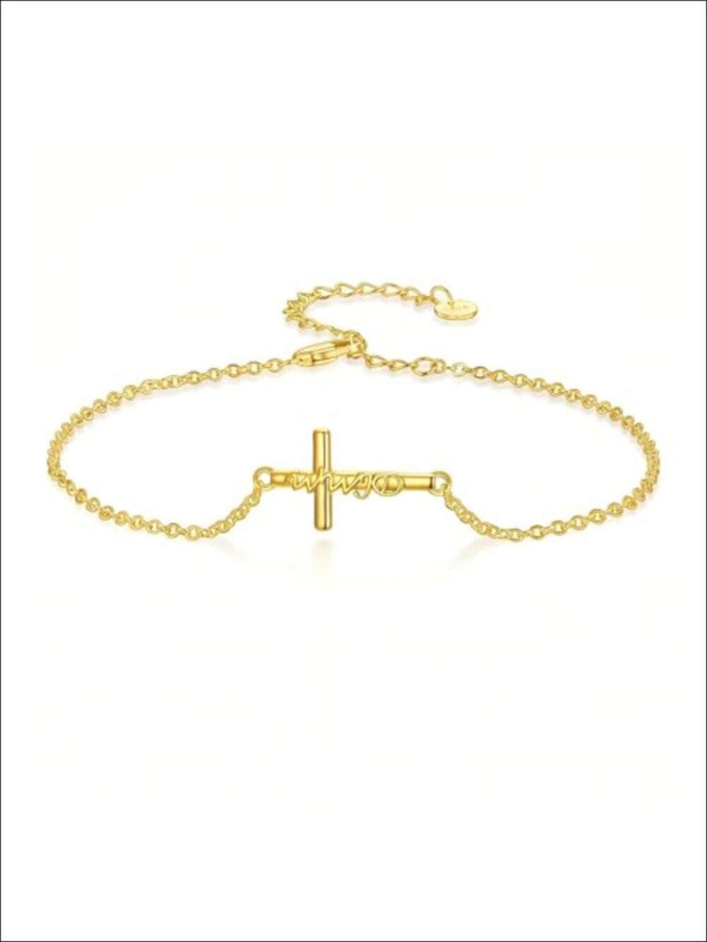 Classic Gold Cross WWJD Bracelet Christian Link Bracelet for Women